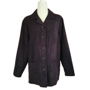 Coaco New York Buttonfront Faux Black Suede Jacket Unisex Size Womens Medium